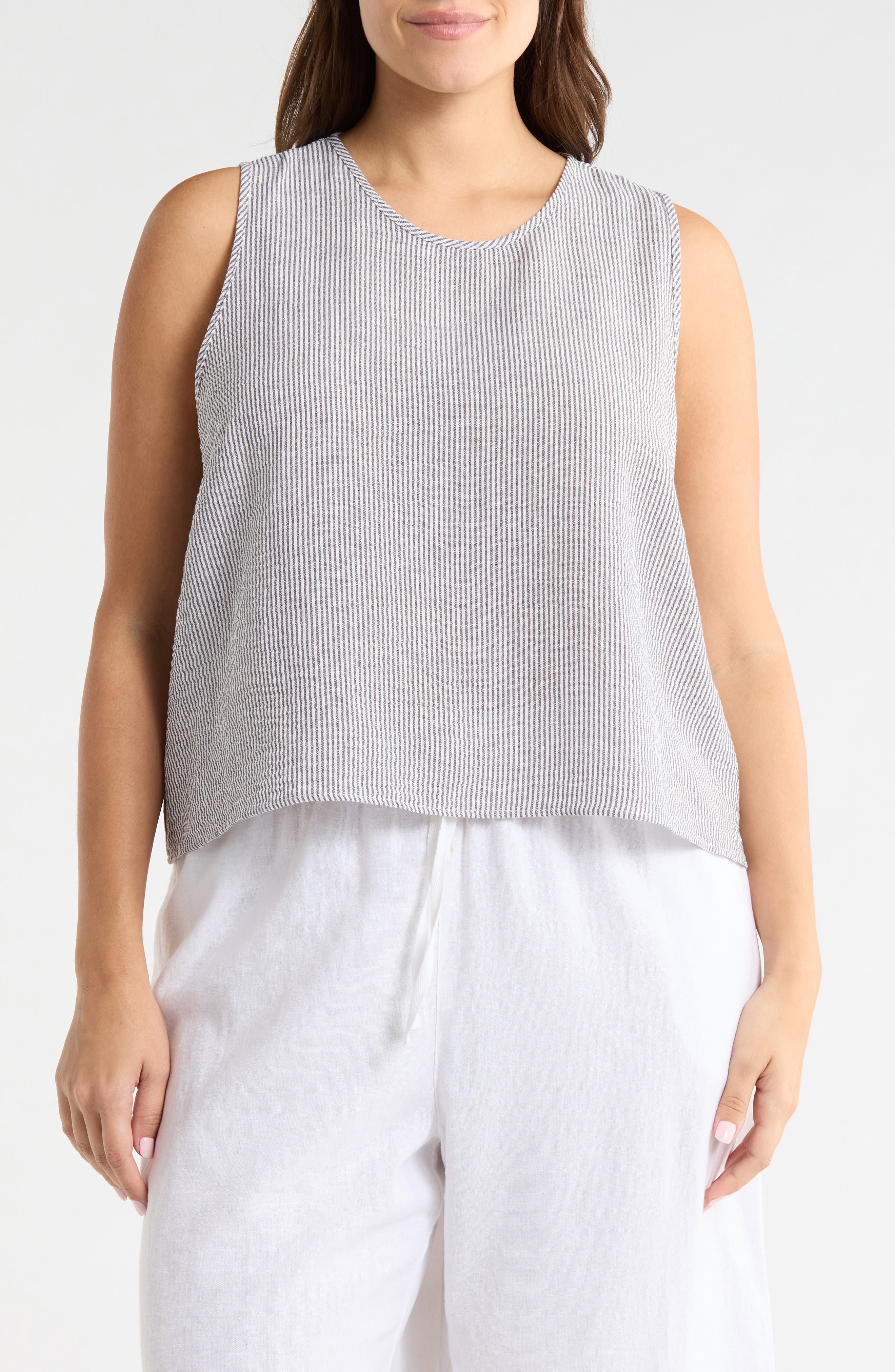 Renee C Stripe Sleeveless Cotton Top