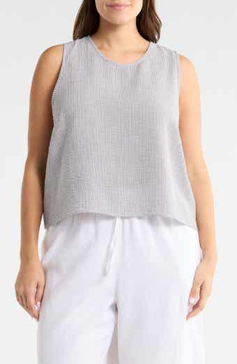 Renee C Stripe Sleeveless Cotton Top