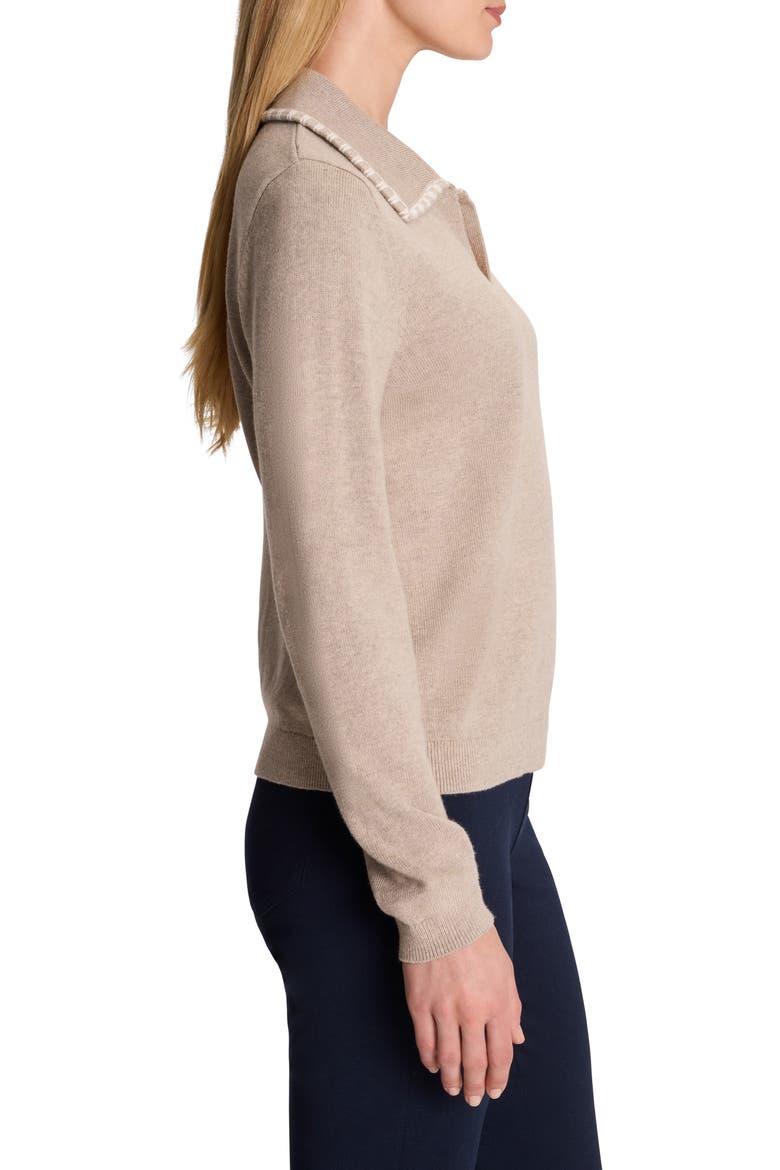 Trimmed Polo Sweater, Alternate, color, MALT