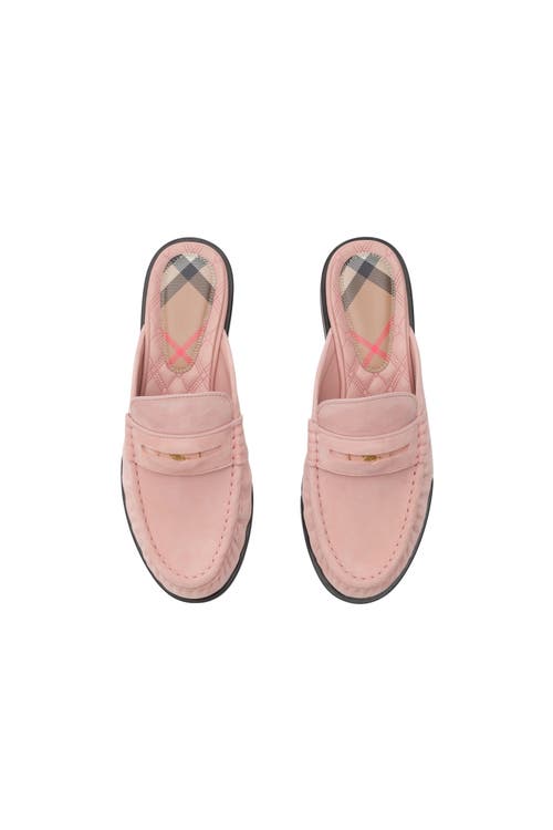 Burberry Leather Cadet Mules In Pink