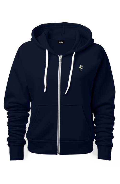 Dalix Lightning Bolt Zip Hoodie In Navy Blue