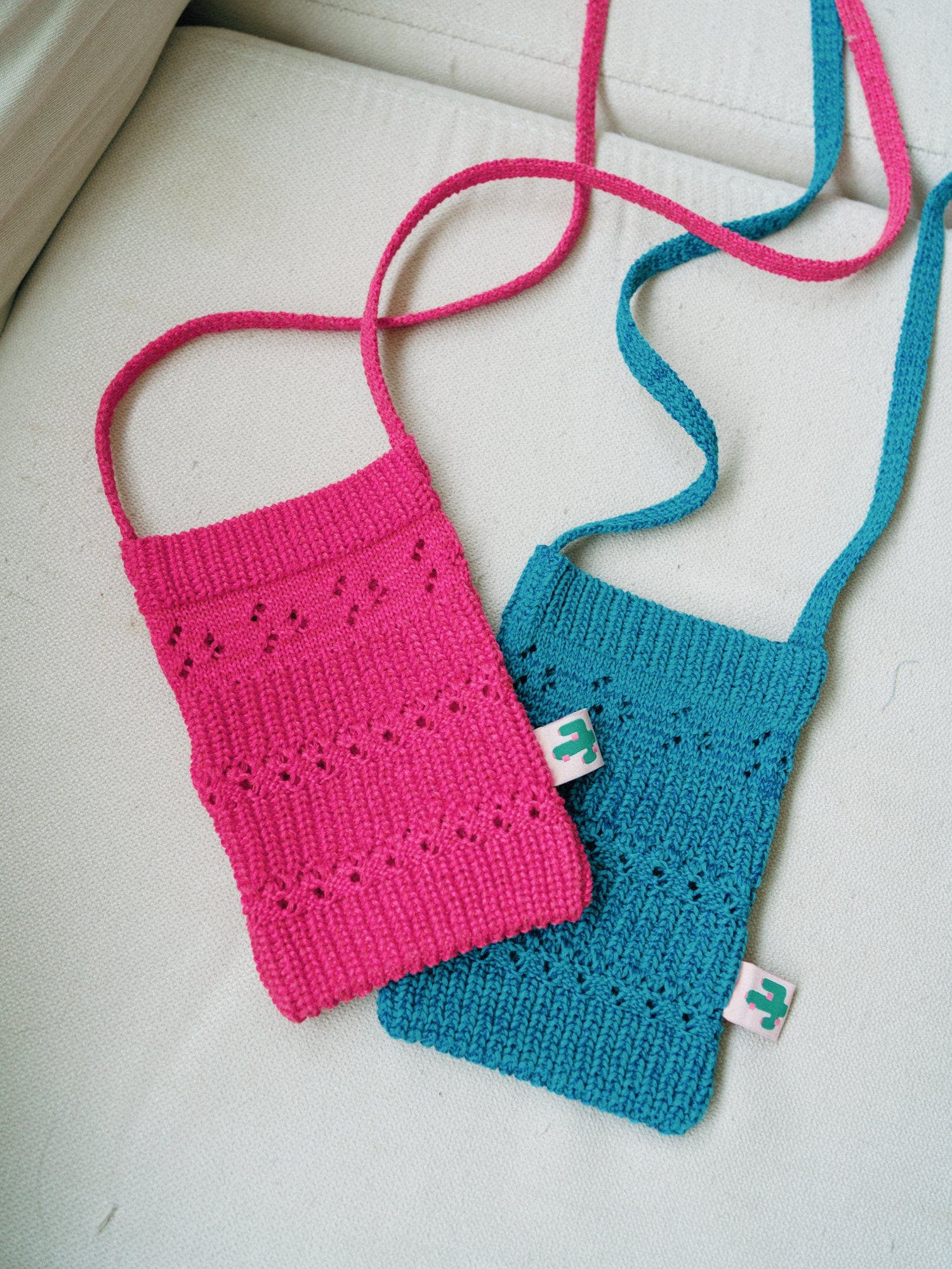 Lost Pattern NYC "Cactus" Crochet Crossbody Phone Bag, Alternate, color, Turquoise