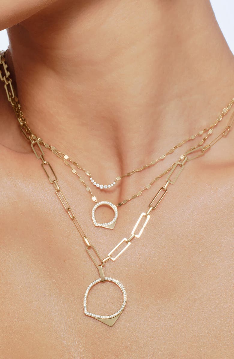 LANA 14K Gold Mini Curved Diamond Pendant Necklace, Alternate, color, Yellow Gold