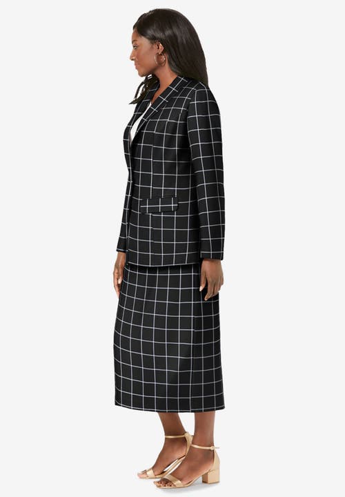 Jessica London 2-piece Stretch Crepe Single-breasted Skirt Suit In Multi