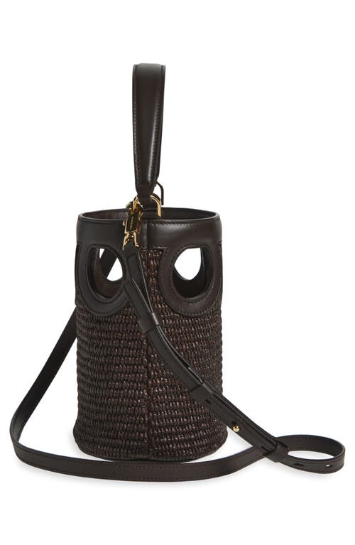 Ferragamo Mini Gancio Outline Raffia Bucket Bag
