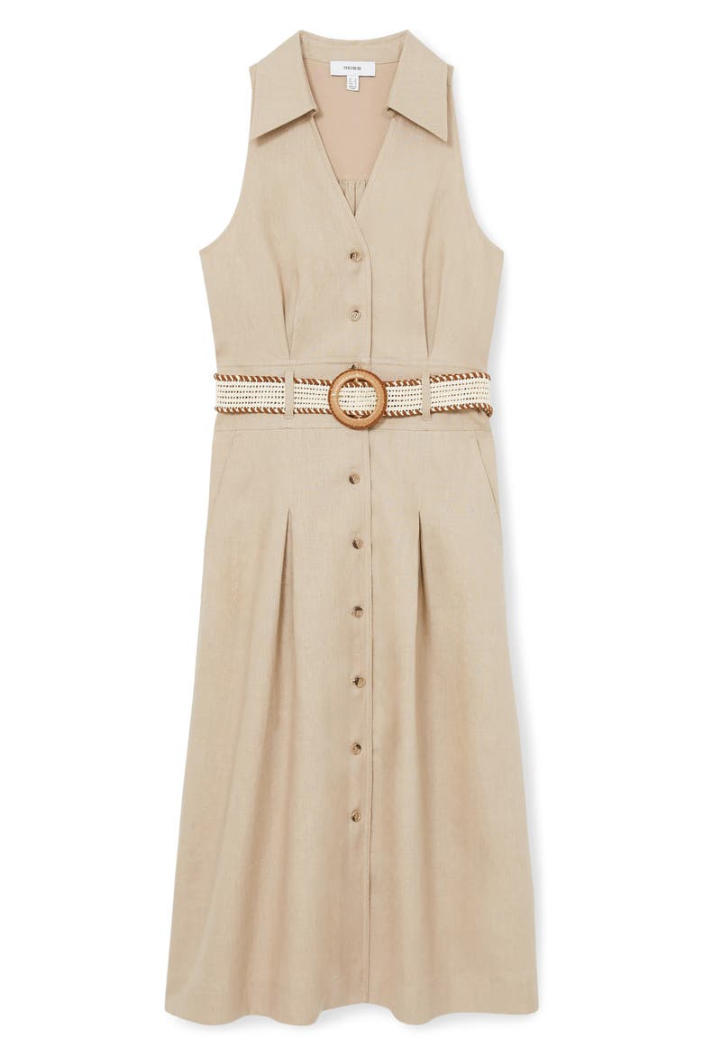 Annie Sleeveless Belted Linen Shirtdress, Alternate, color, NEUTRAL