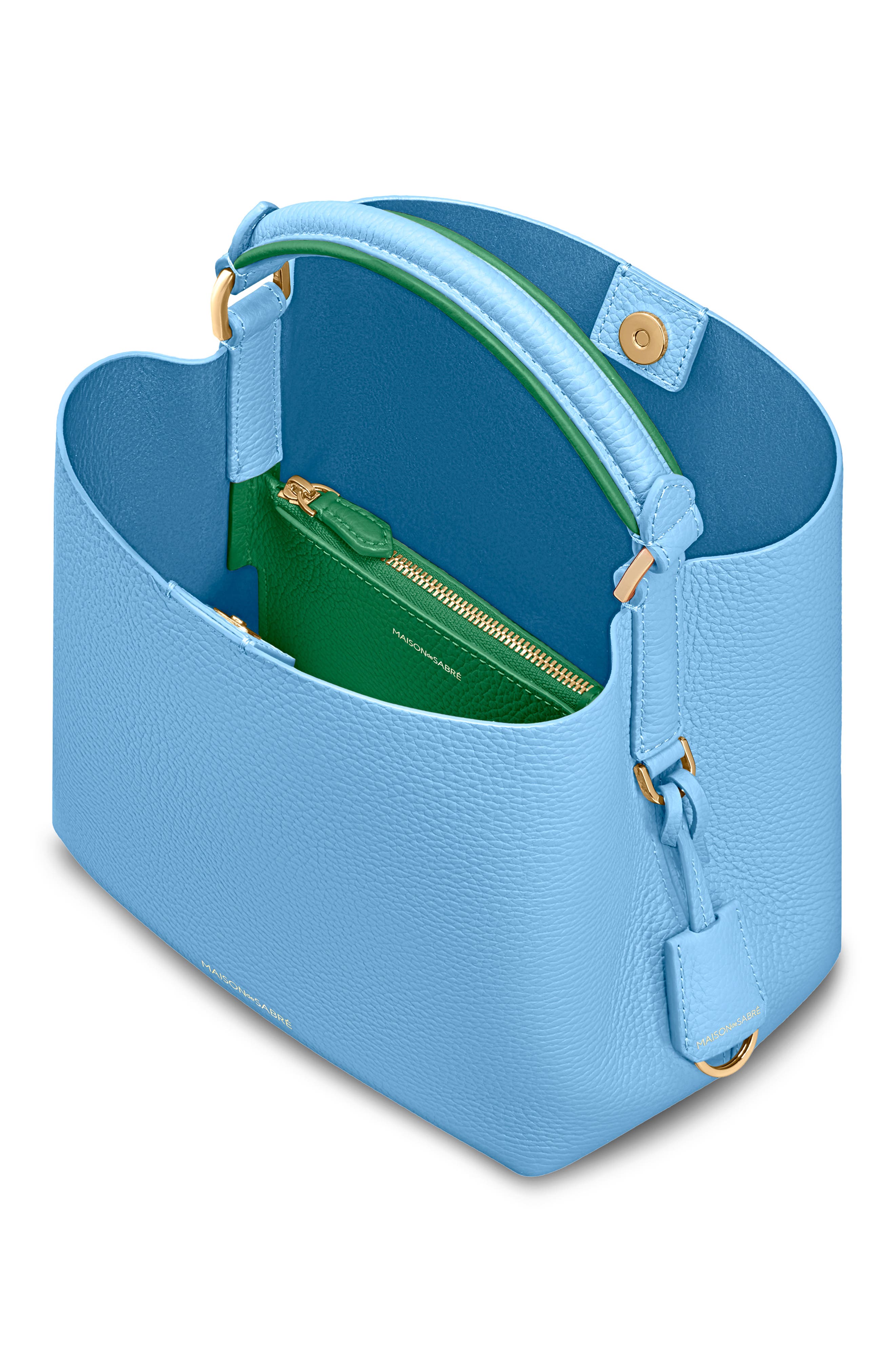 The Mini Bucket Bag, Alternate, color, Sky Emerald
