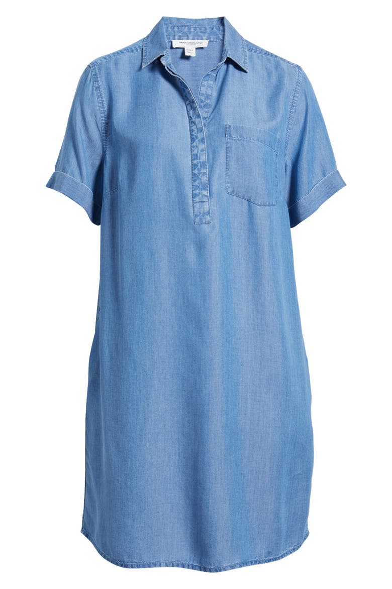 Lizzy Short Sleeve Denim Dress, Alternate, color, MEDIUM WASH