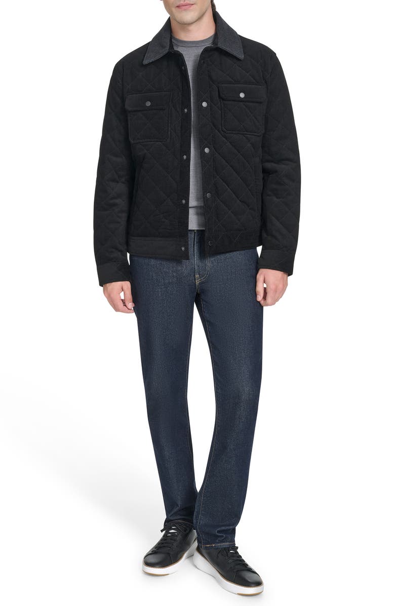 Cole Haan Quilted Shirt Jacket, Alternate, color, Black
