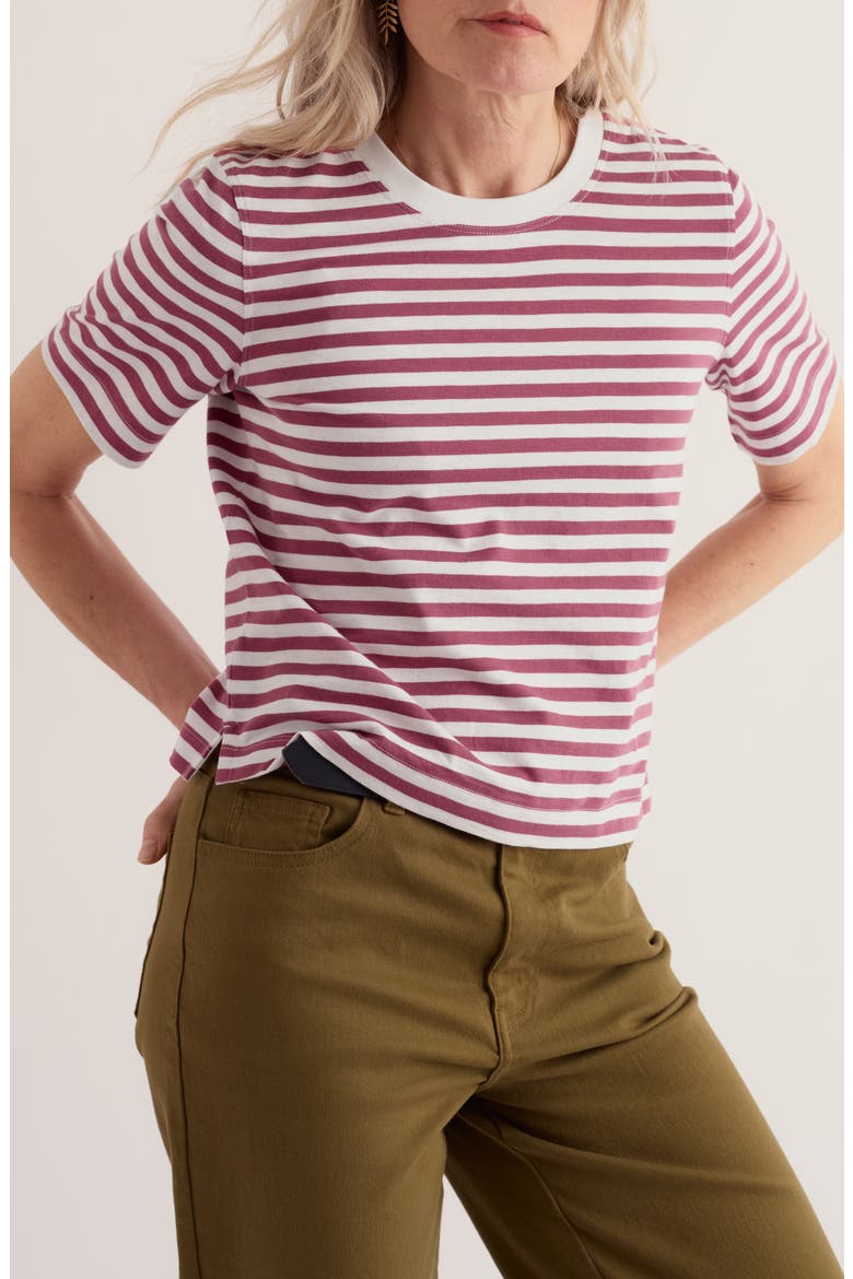 Copseland Striped Organic Cotton T-Shirt, Main, color, MINI CORNISH CHALK ROSA