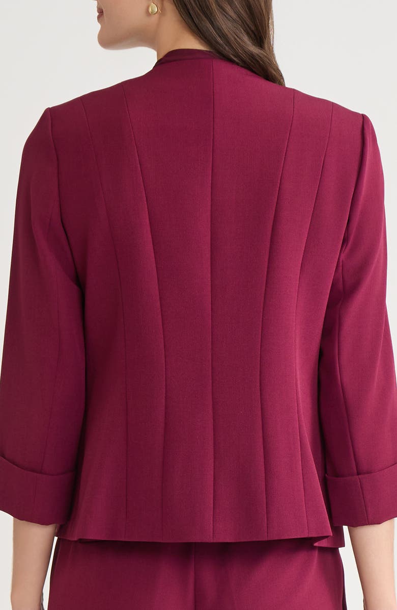 KASPER Three-Quarter Sleeve Open Front Seamed Blazer, Alternate, color, Shiraz