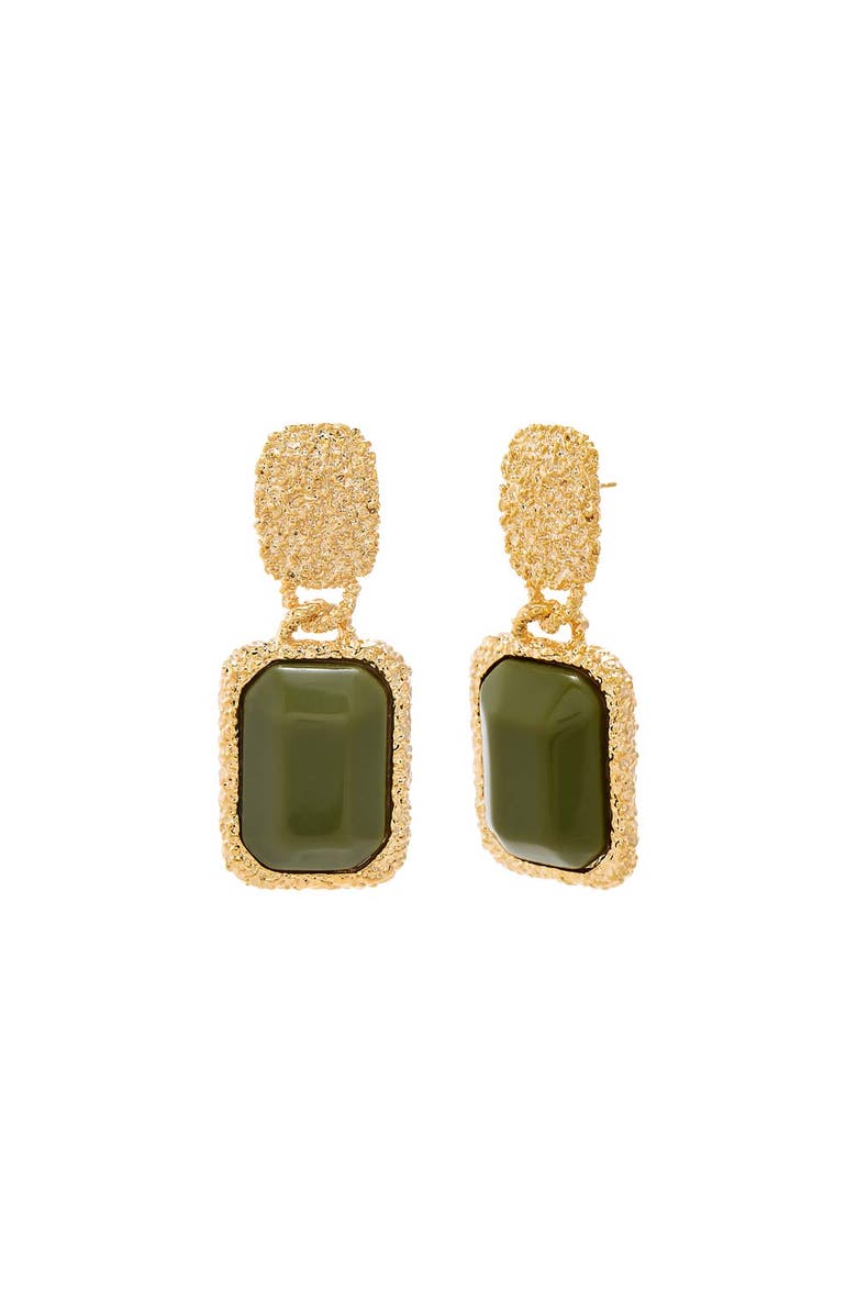 BY ADINA EDEN Colored Gem Drop Earrings, Main, color, Dark Green