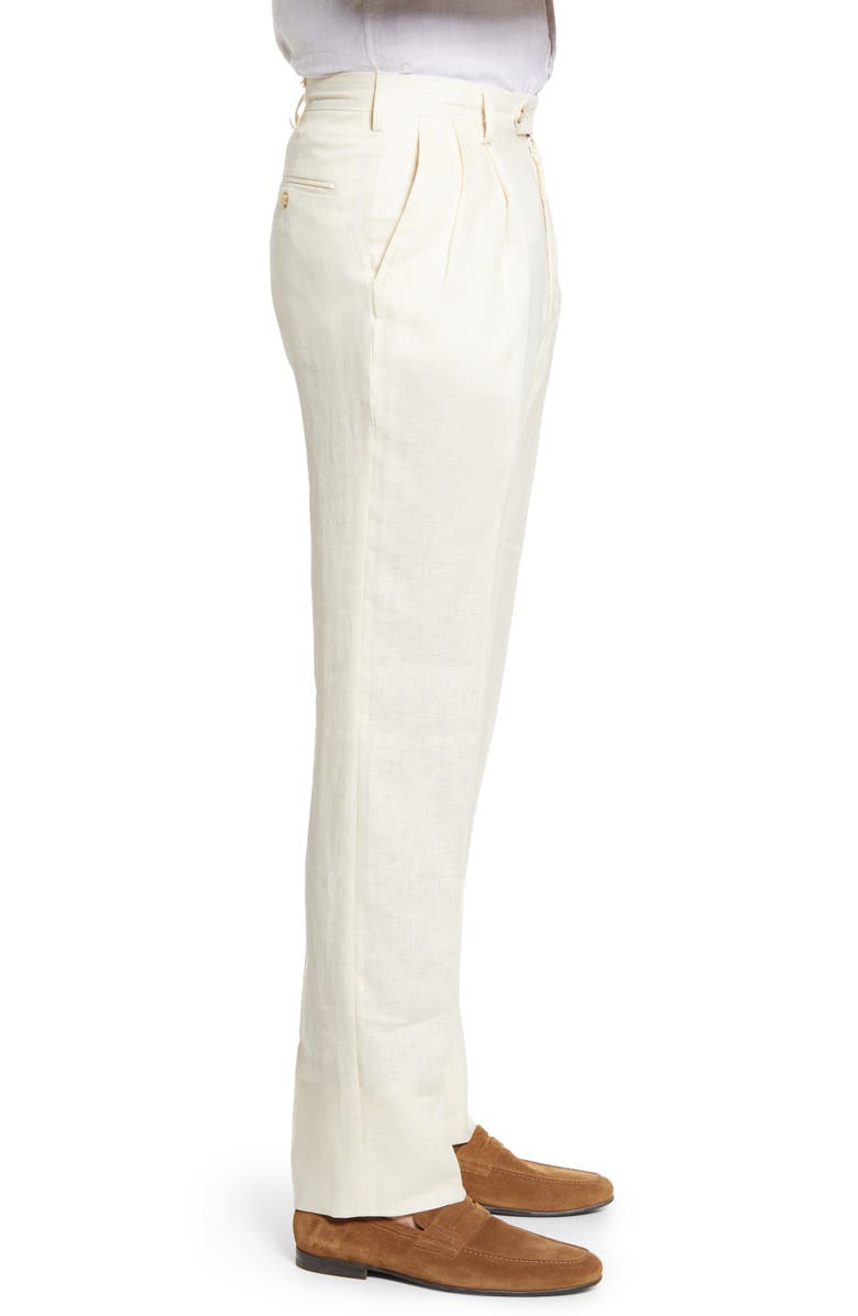 Berle Pleat Front Linen Pants, Alternate, color, Stone
