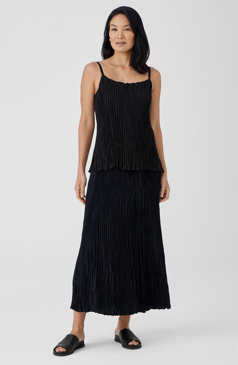 Eileen Fisher Pleated Silk Midi Skirt, Alternate, color, 