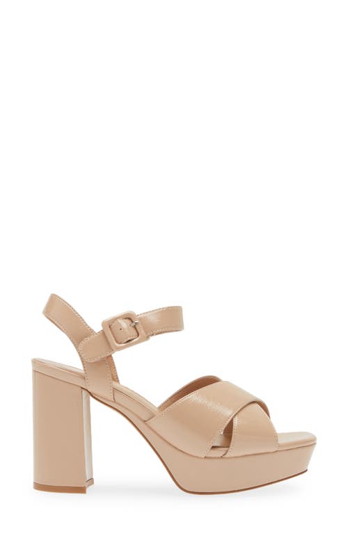 Jeffrey Campbell Amma Platform Slingback Sandal In Beige Crinkle Patent