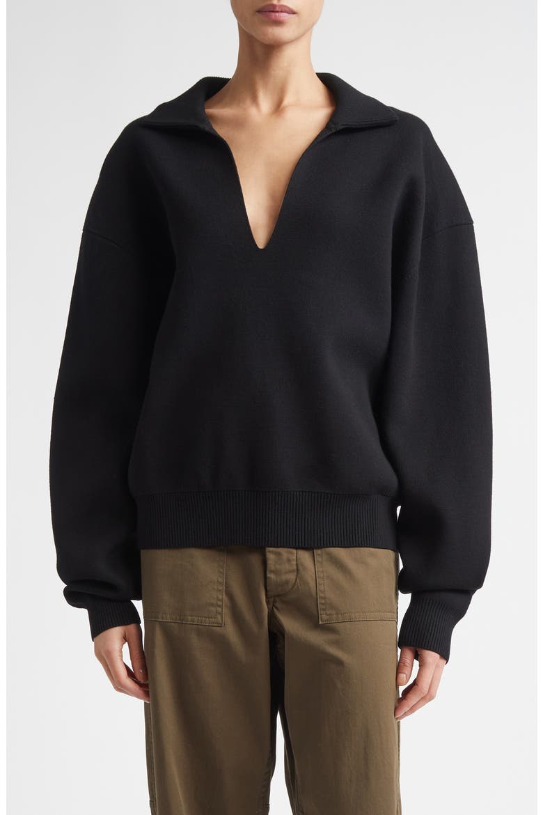 Timmy Johnny Collar Sweater, Main, color, BLACK