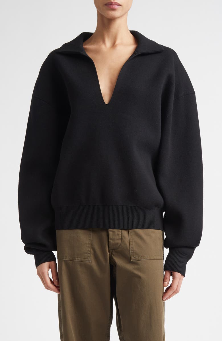 A.L.C. Timmy Johnny Collar Sweater, Main, color, Black