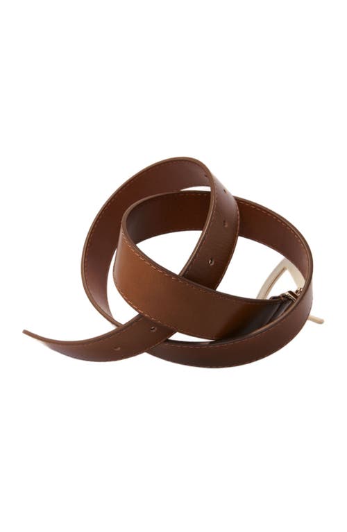 Maje Leather Belt With Square Buckle In Brown