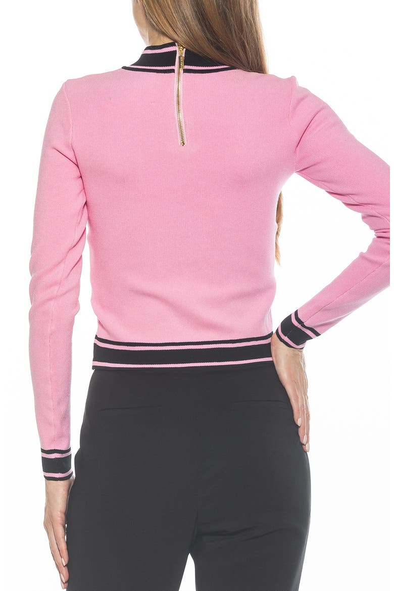 Kiley Stripe Crop Sweater, Alternate, color, PINK/ BLACK