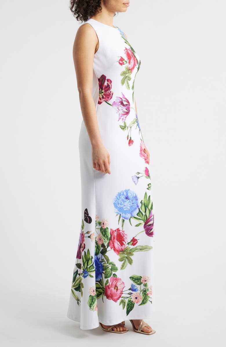 Vince Camuto Floral Sleeveless Mermaid Gown, Alternate, color, Ivory Multi