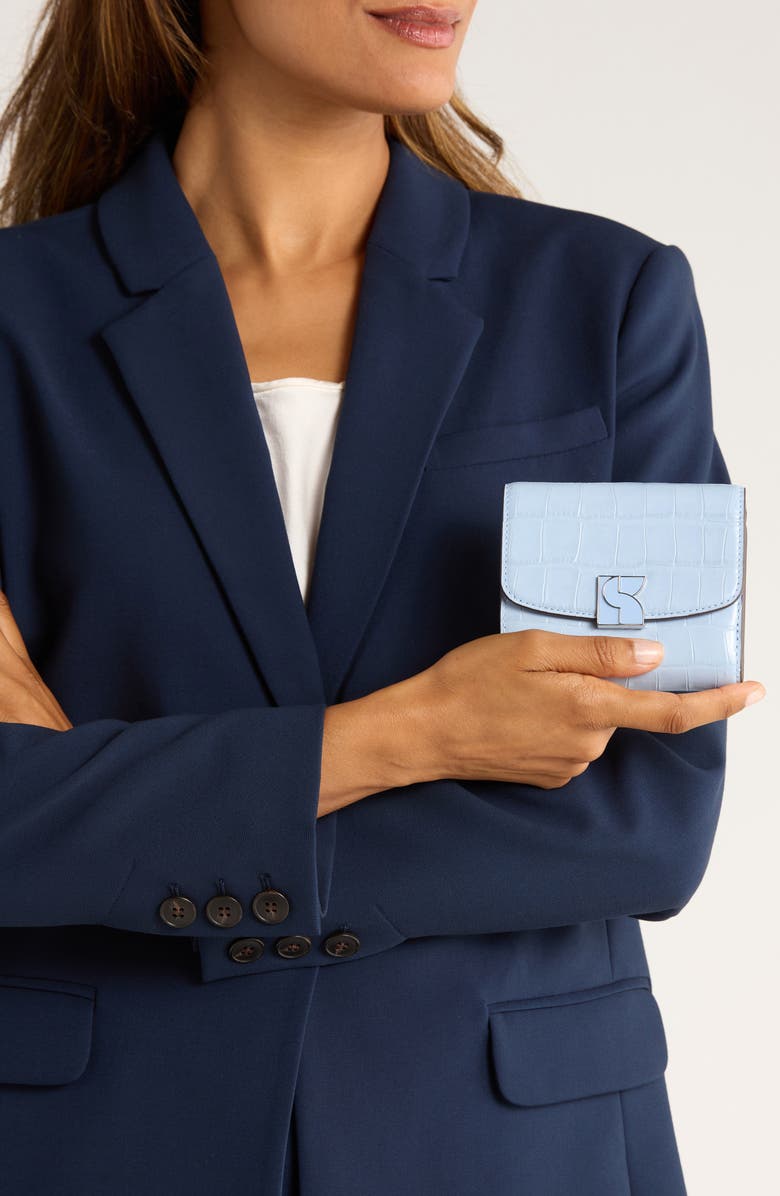 Kate Spade New York dakota croc embossed leather wallet, Alternate, color, North Star