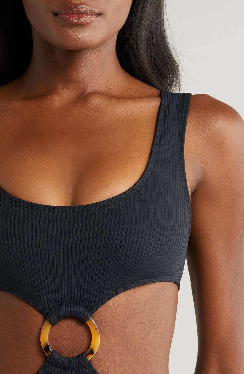 MONTCE Ky Rib Cutout One-Piece Swimsuit, Alternate, color, Black Rib