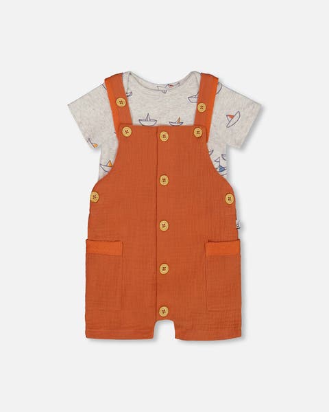 Deux Par Deux Cotton Top and Pants Set - Light Blue fog Pine Deux Par Deux Cotton Top and Pants Set - Light Blue fog Pine