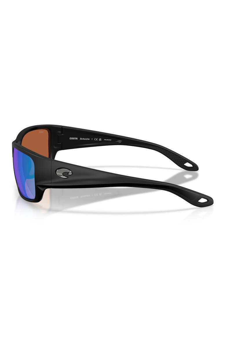 Schoolie 56mm Polarized Mirrored Rectangular Sunglasses, Alternate, color, BLACK / GREEN MIRROR