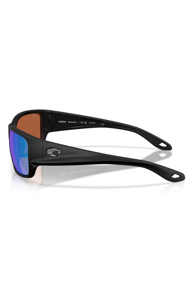 Costa Del Mar Schoolie 56mm Polarized Mirrored Rectangular Sunglasses, Alternate, color, Black / Green Mirror