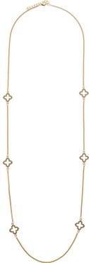 Juvell Cubic Zirconia Quatrefoil Station Chain Long Necklace
