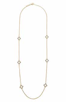 Juvell Cubic Zirconia Quatrefoil Station Chain Long Necklace