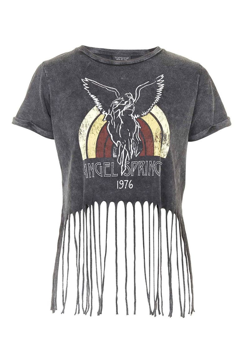 'Angel Spring' Fringe Tee, Alternate, color, CHARCOAL