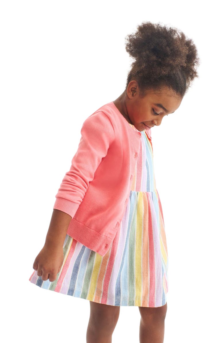 Primary Kids Picnic Dress, Alternate, color, Rainbow Sunrise Stripe