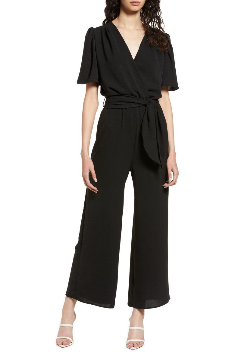 Fraiche by J Tie Front Wide Leg Jumpsuit, Main, color, 