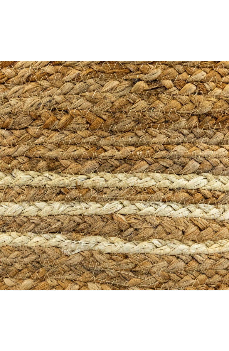 Northlight 15" Beige Braided Jute and Wood Handmade Three Legged Foot Stool, Alternate, color, Beige