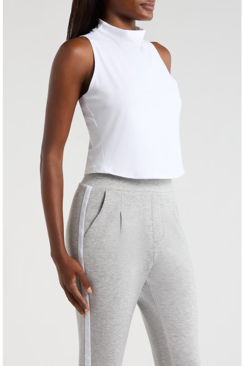 Rib Funnel Neck Sleeveless Top, Alternate, color, BRILLIANT WHITE