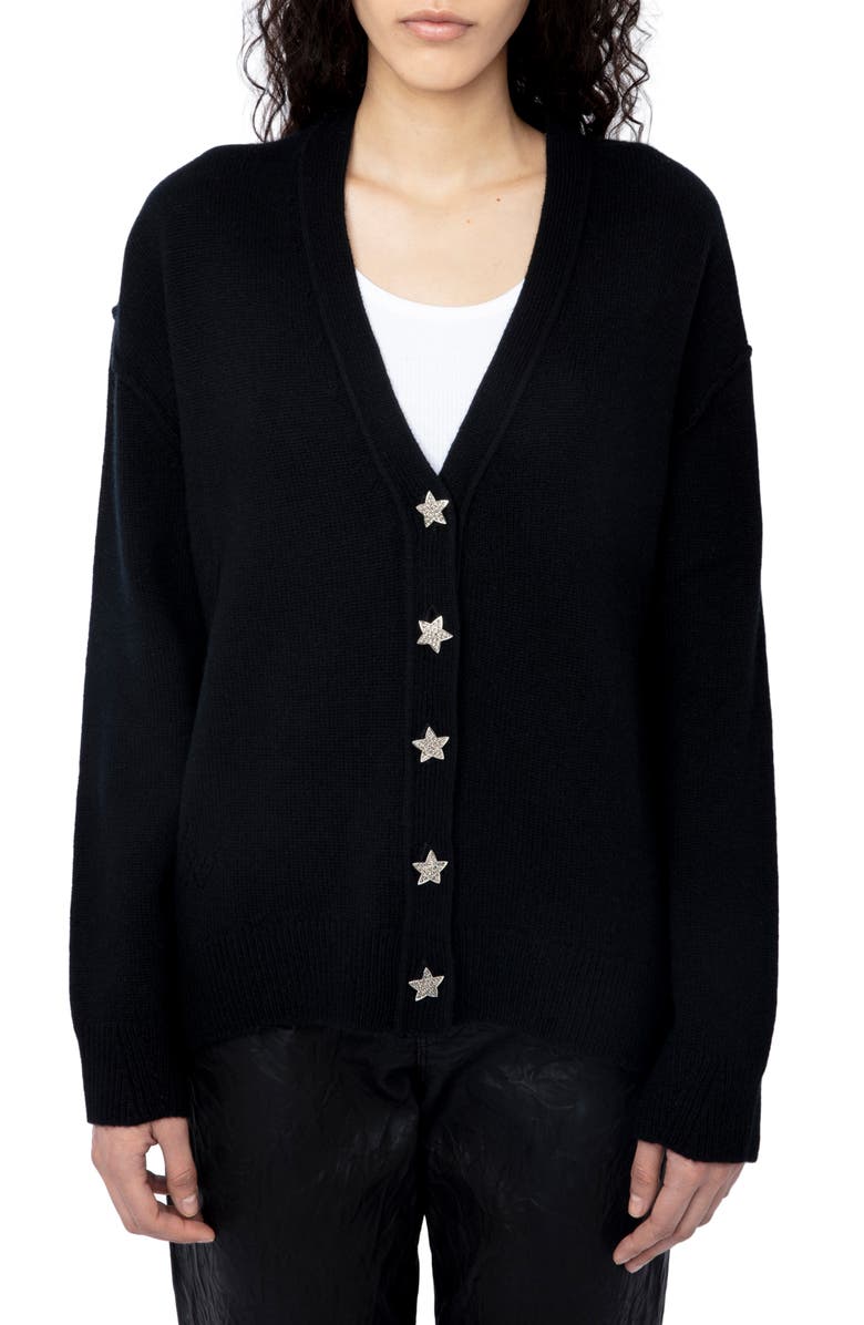 Zadig & Voltaire Mirka Bijoux Cashmere Cardigan, Main, color, 
