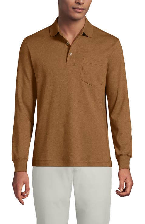 Long Sleeve Cotton Supima Polo Shirt with Pocket