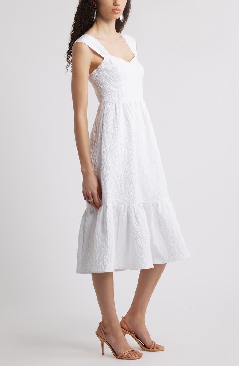 Chelsea28 Sweetheart Jacquard Midi Dress, Alternate, color, White