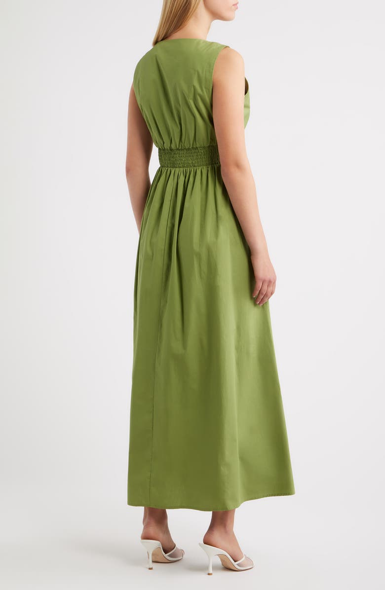 CeCe Twist Front Sleeveless Poplin Midi Dress, Alternate, color, Baha Palm
