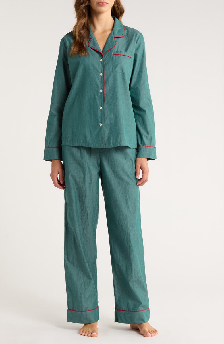 Nordstrom Classic Cotton Pajamas, Main, color, Green Garnet Chambray