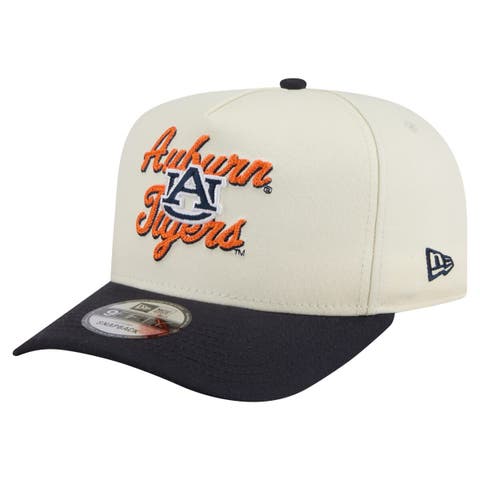 Men's New Era Cream/Navy Auburn Tigers Vintage Chainstitch 9FIFTY A-Frame Snapback Hat