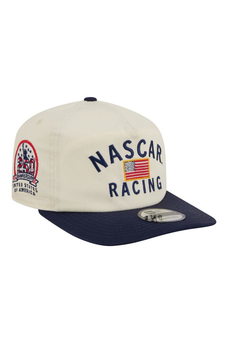 Men's New Era  Cream/Navy NASCAR Flag 19TWENTY Adjustable Hat, Main, color, Cream