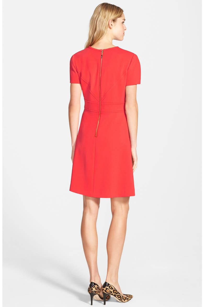 Seam Detail Crepe A-Line Dress, Alternate, color, POPPY RED