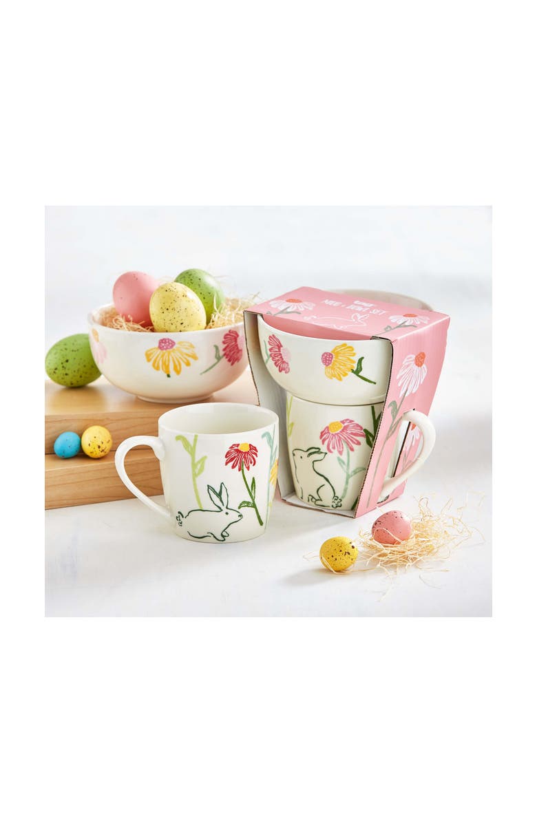 tag Easter Bunny Mug and Bowl Set - Colorful Bone China Drinkware, Alternate, color, Multicolored