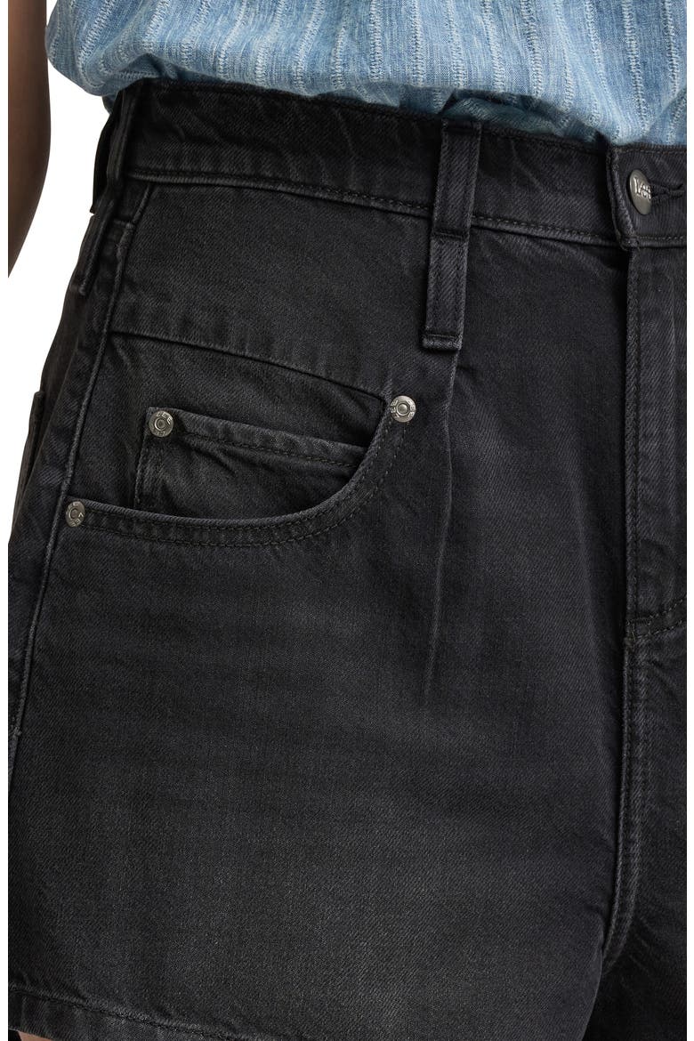 Flirty High Waist Denim Shorts, Alternate, color, DARK MEMORY