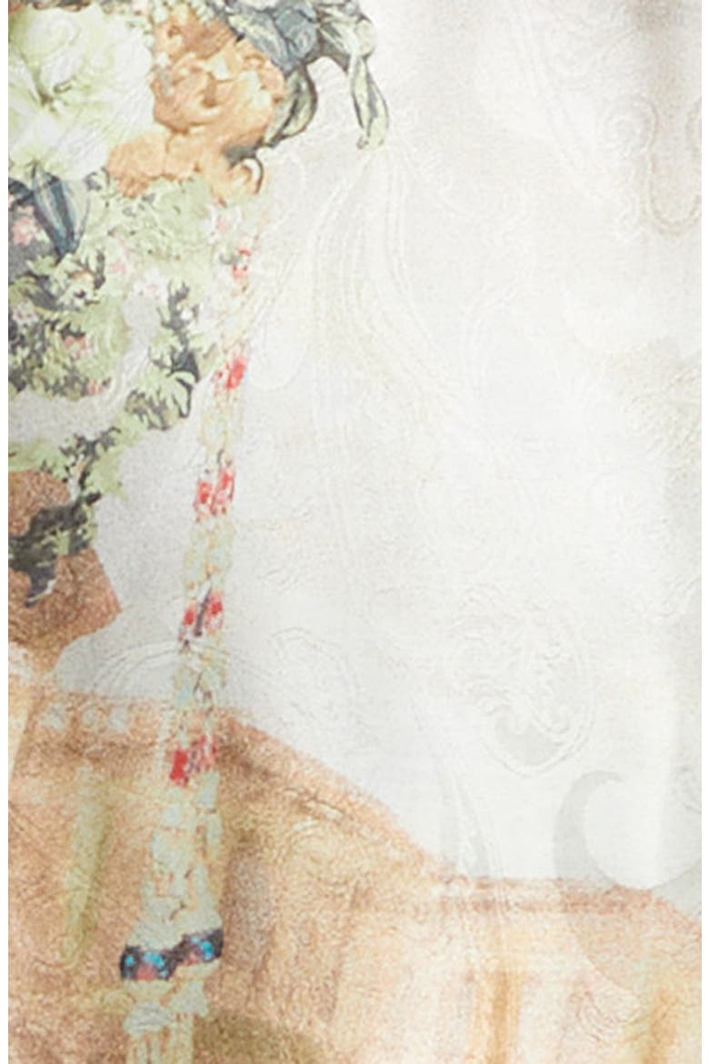 Floral Cap Sleeve Lace Trim Dress, Alternate, color, TWILIGHT IN ISTANBUL
