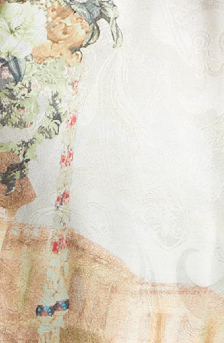 Camilla Floral Cap Sleeve Lace Trim Dress, Alternate, color, Twilight In Istanbul