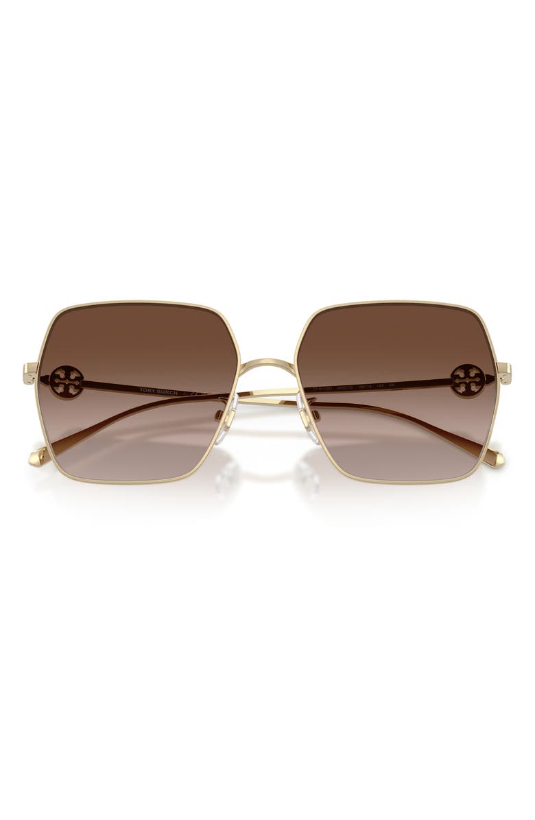 Tory Burch 58mm Gradient Square Sunglasses, Alternate, color, Brushed Light Gold / Brown