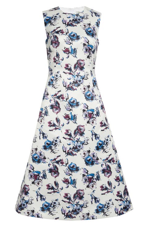 Rumi Floral Satin Fit & Flare Midi Dress